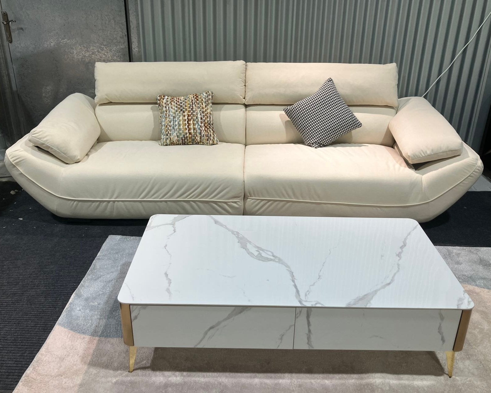 Briley White Pet-Friendly Fabric Upholstered Four-Seater Sofa/280CM/320CM