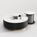 VAVA White Ceramic top with Gold Base Coffee Table Set/Zen/Modern