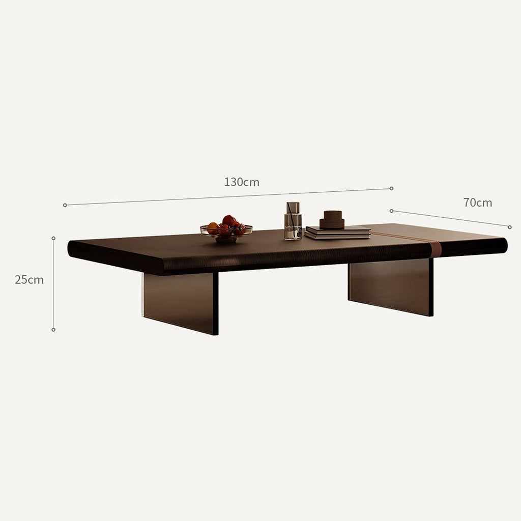 Saddle Leather Belt Decor Walnut Coloured Coffee Table/Tea Table