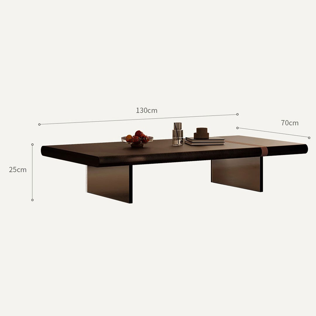 Saddle Leather Belt Decor Walnut Coloured Coffee Table/Tea Table