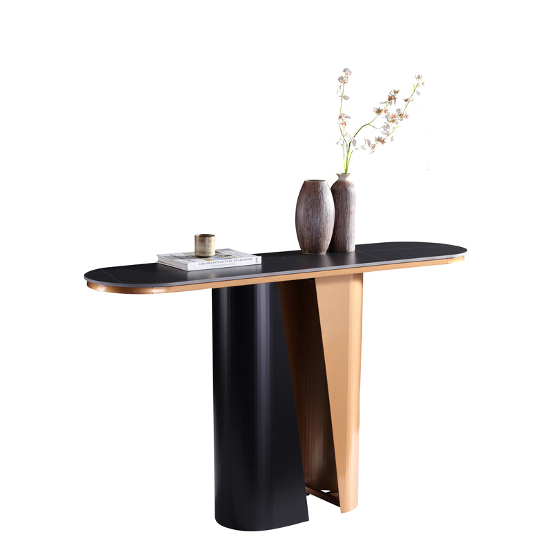 Black Ceramic Top Console Table/Entrance Table/Steel Legs