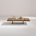 Saddle Leather Belt Decor Walnut Coloured Coffee Table/Tea Table