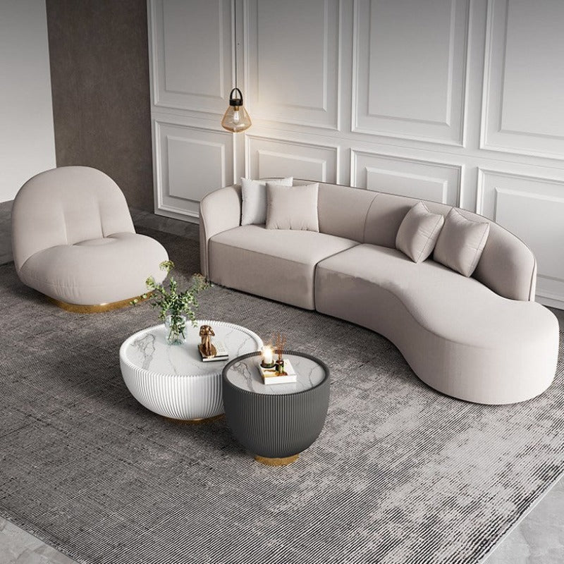 Skye Coffee Table Set/Ceramic top/PU Leather Upholstery/Modern Tea Table without Drawers