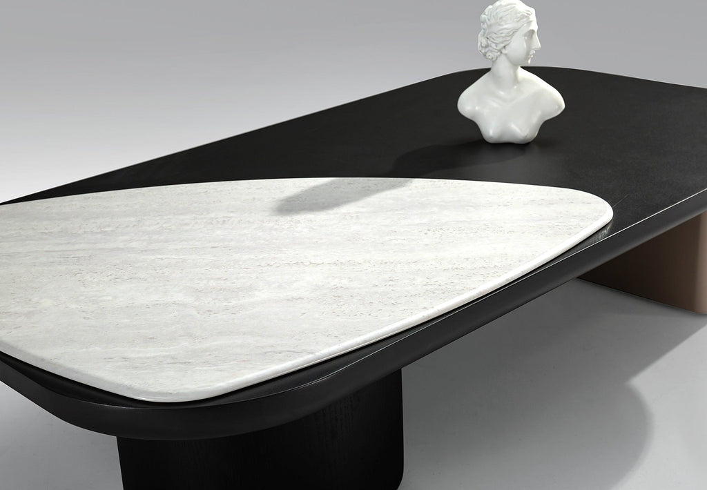 Dawnyel Red oak Veneered Coffee Table with Stone Top/Tea Table