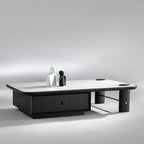 Stone Top Coffee Table with Red Oak Veneered and Drawer /Tea Table