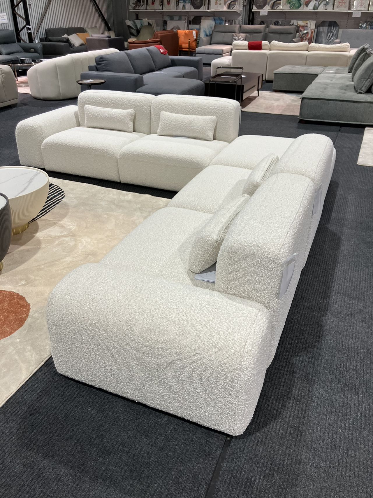 Pretty Modular Pure White Bouclé Upholstery Sofa Set/Modular Corner Sofas