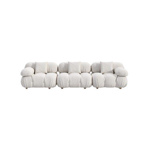 Modular White Boucle Fabric Upholstery Sofa /Designer/Contemporary/Three Seater