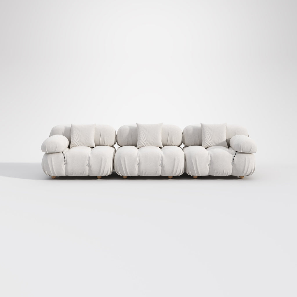 Modular White Boucle Fabric Upholstery Sofa /Designer/Contemporary/Three Seater