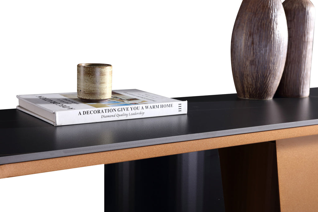 Black Ceramic Top Console Table/Entrance Table/Steel Legs