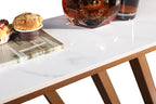 Elton White and Gold Ceramic Console table/Ceramic top/Goldern Carbon Frame Legs