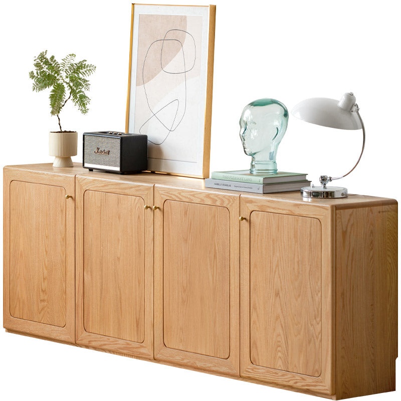 Mainn FAS-Graded Solid American Oak 4-Door High TV Cabinet with Cable Management/H70cm