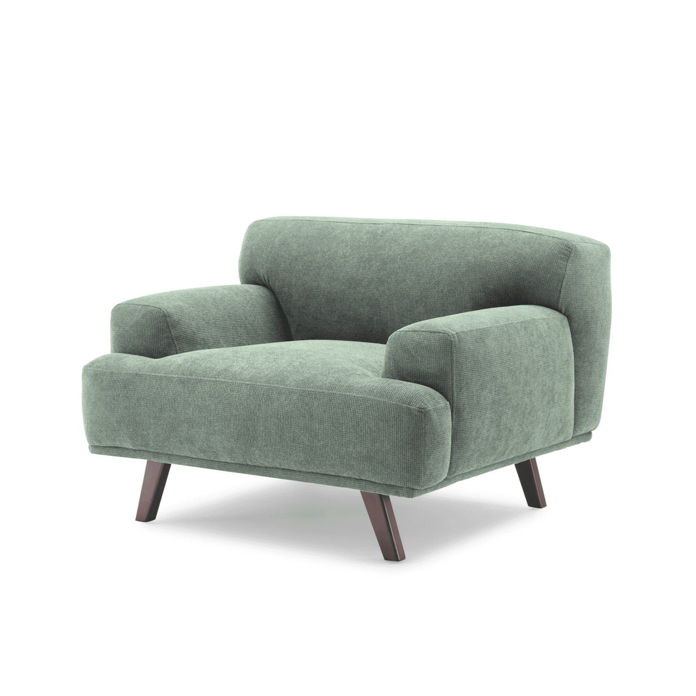 Green Fabric Upholstery Sofa/Plywood Frame/Wood Legs/Armchair/Three Seater/Four Seater