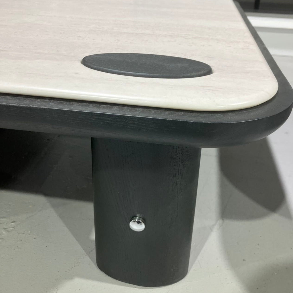 Stone Top Coffee Table with Red Oak Veneered and Drawer /Tea Table