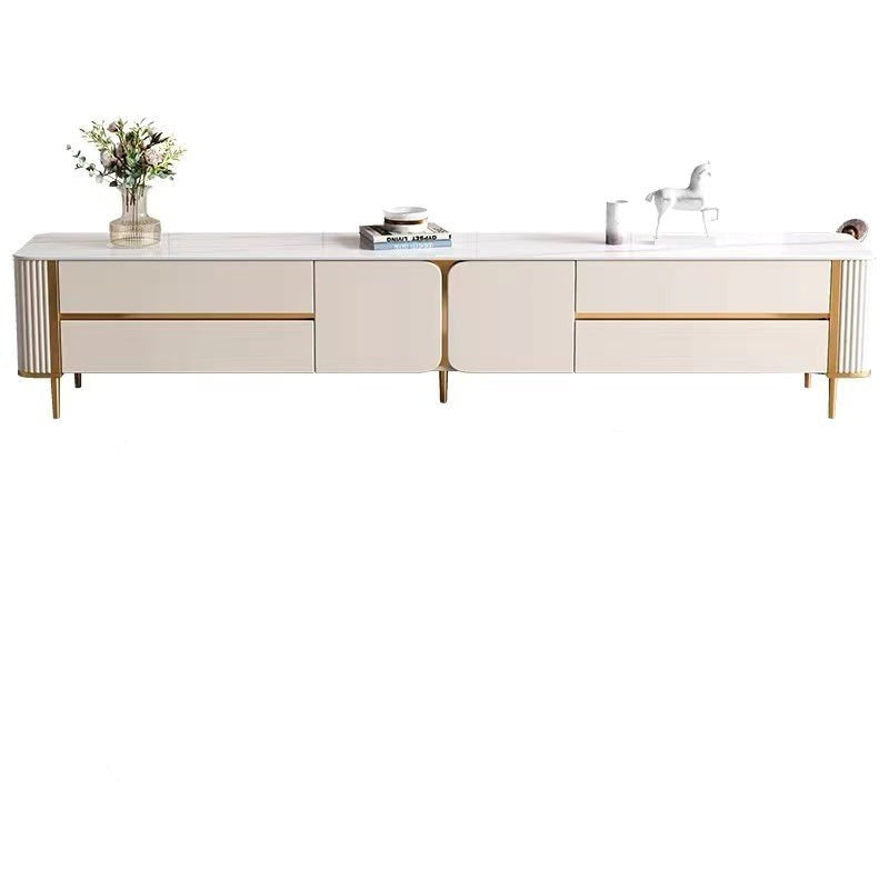 Zoe Ceramic Glossy white Top Entertainment Unit/TV Stand/Ceramic top/ MDF shelves