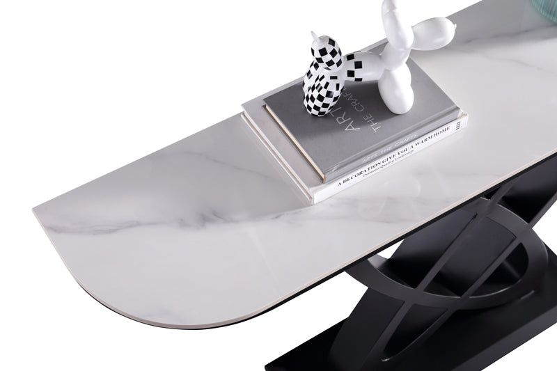 Ceramic Top Console Table/Entrance Table With Circular Geometric Design