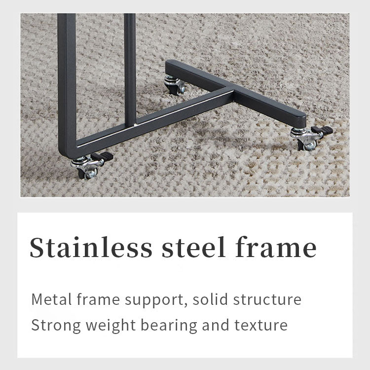 Small Side Table with Stainless Steel Base and Saddle Leather Finish/Sofa Table