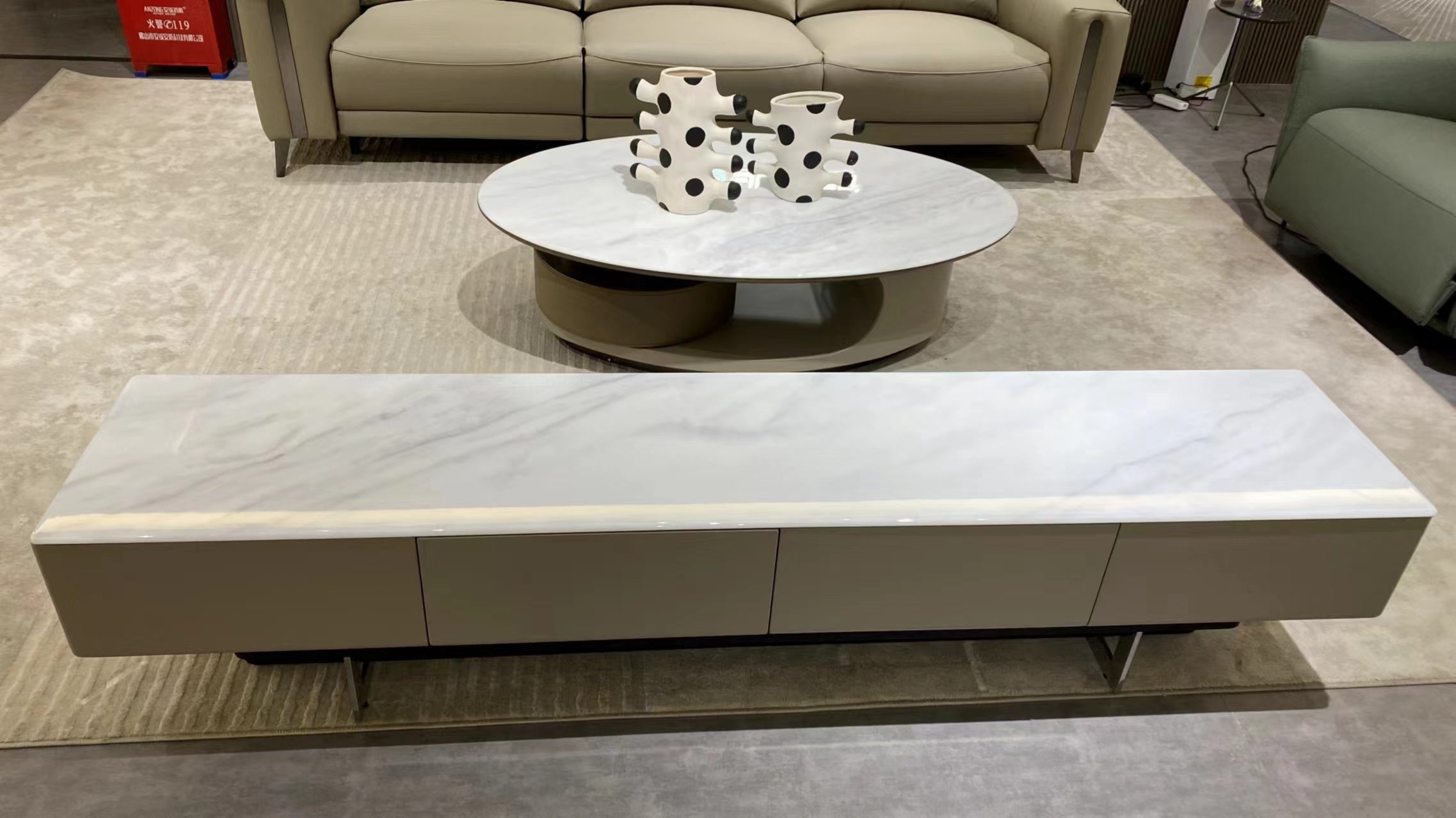 Zuella Stone-top Storage Entertainment Unit/TV Stand/TV Cabinet