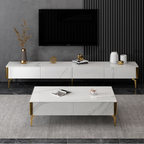 EAVAN White Modern Minimalistic Coffee Table/ Tea Table/130cm Width Ceramic Top