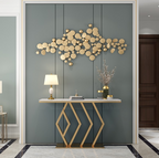 Elton White and Gold Ceramic Console table/Ceramic top/Goldern Carbon Frame Legs