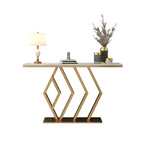 Elton White and Gold Ceramic Console table/Ceramic top/Goldern Carbon Frame Legs