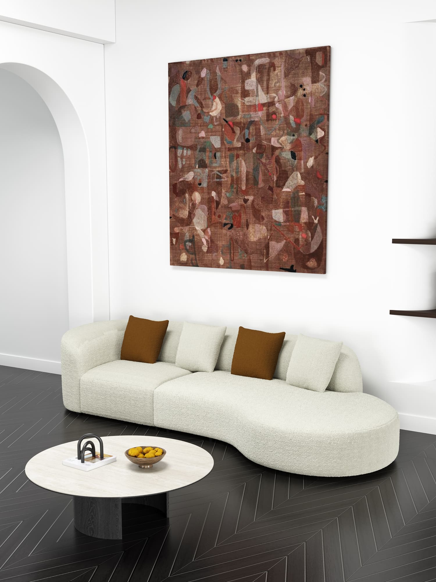 Skye Curved Fabric Upholstery Four Seater Sofa/Contemporary/Designer