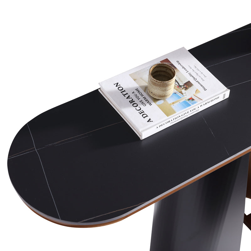 Black Ceramic Top Console Table/Entrance Table/Steel Legs