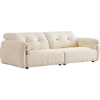 Drinel Ivory White Velvety Fabric Upholstered Down and Plush Cotton Stuffed Sofa