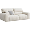 Milky White Corduroy Upholstered Sofa with Goose Feather and Cotton Filling/Oak Wood Legs 220cm/280cm
