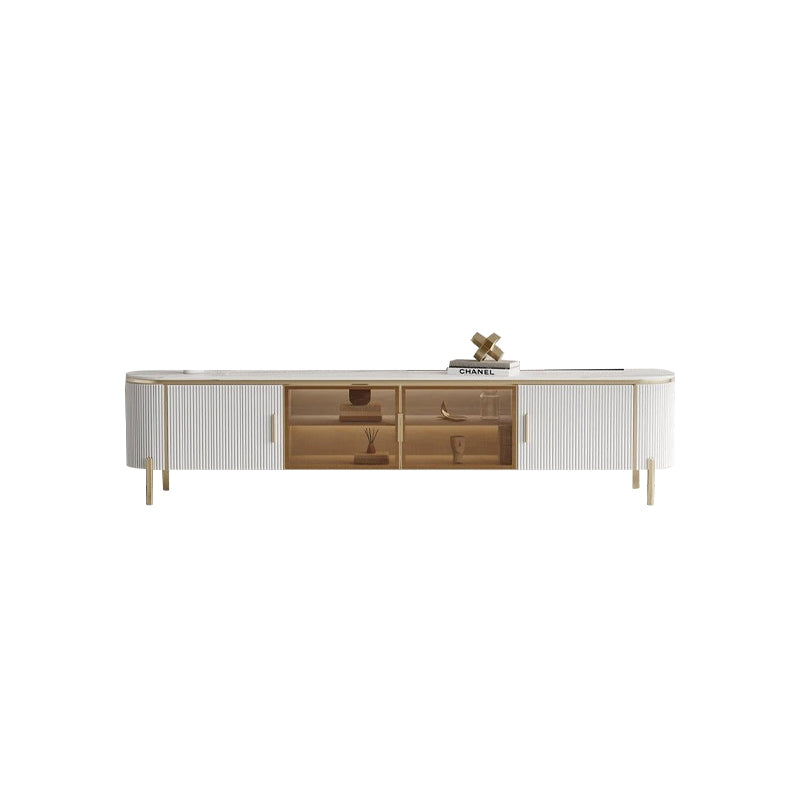 TV Stand White Ceramic Top Golden Legs/Modern/TV Unit/Steel Legs