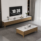 Luxury Coffee Table White Marble Top/Wood legs/Walnut color