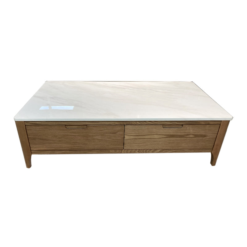 Luxury Coffee Table White Marble Top/Wood legs/Walnut color