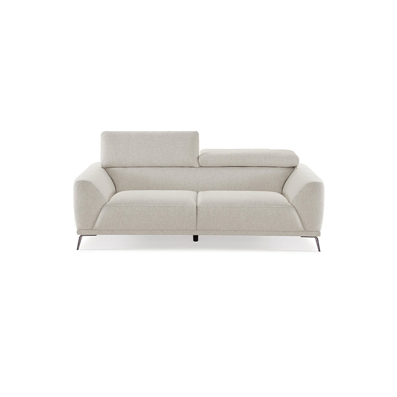 Two Seater Sofa Seashell White/ Linen Upholstery/Plywood Frame/Steel legs