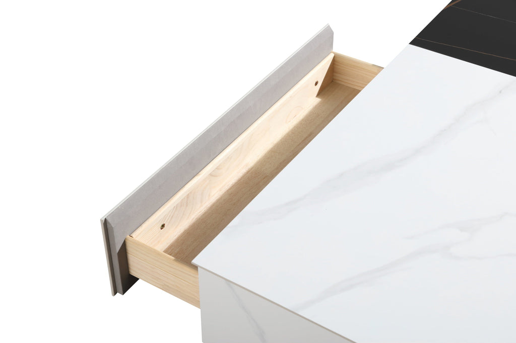 CHLOE  Coffee Table (130cm Ceramic White/Black)/Modern/Zen