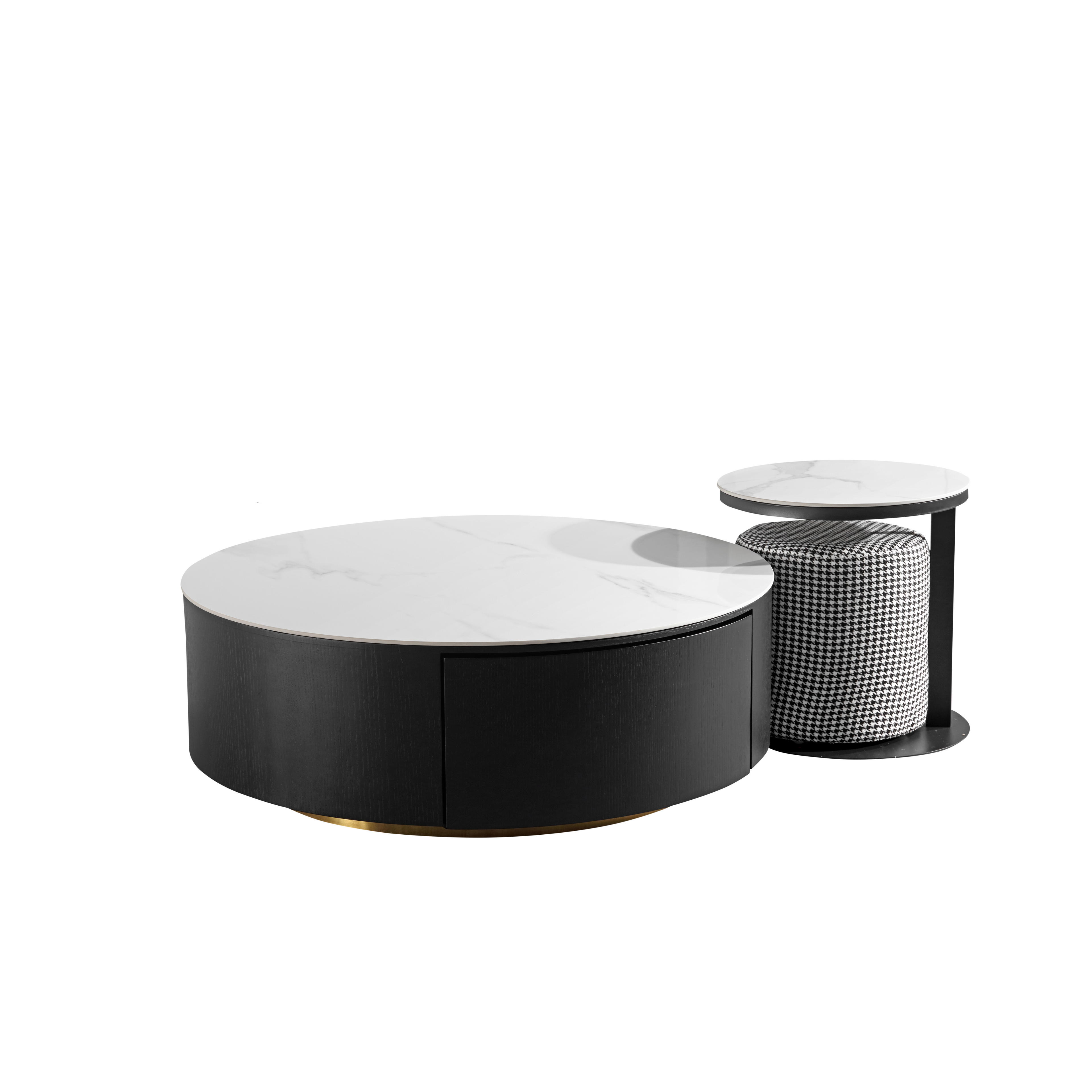 VAVA White Ceramic top with Gold Base Coffee Table Set/Zen/Modern