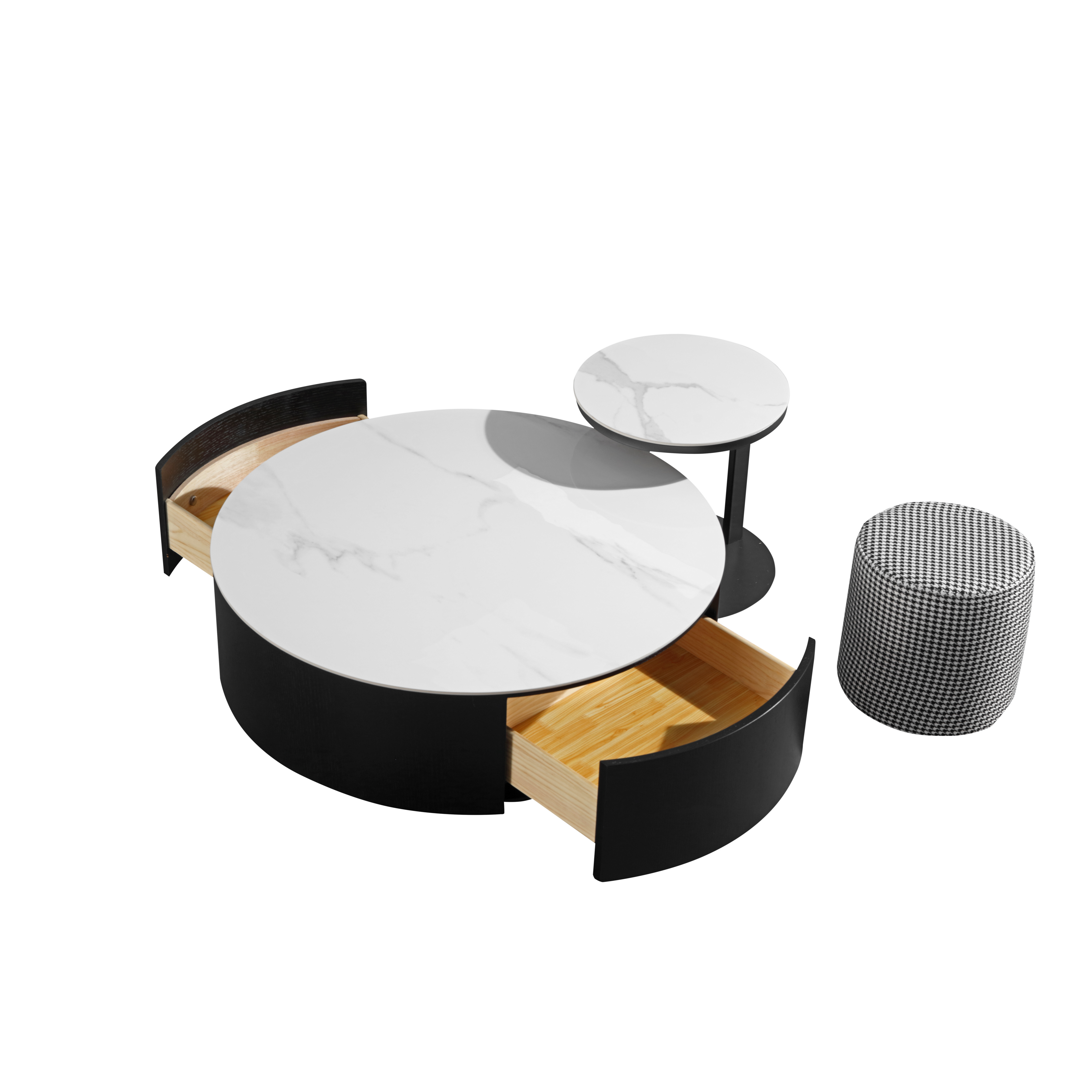 VAVA White Ceramic top with Gold Base Coffee Table Set/Zen/Modern