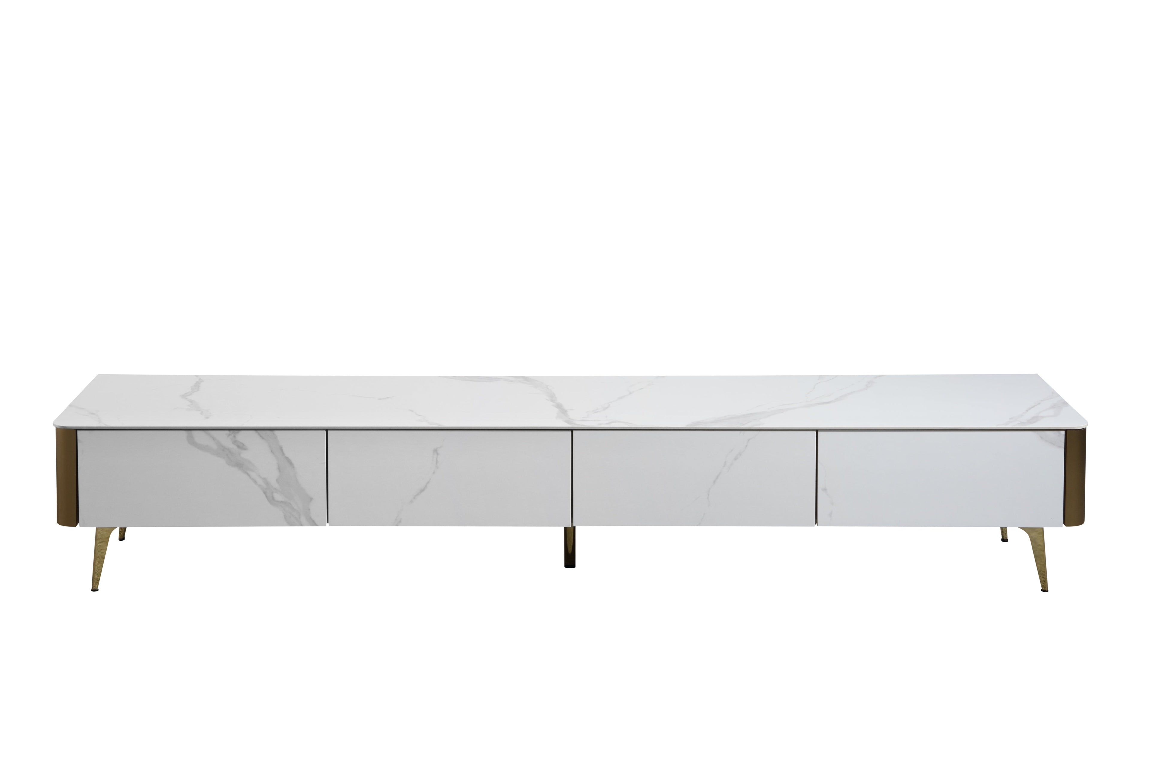 EAVAN Modern Minimalistic Entertainment TV Unit Ceramic Top White