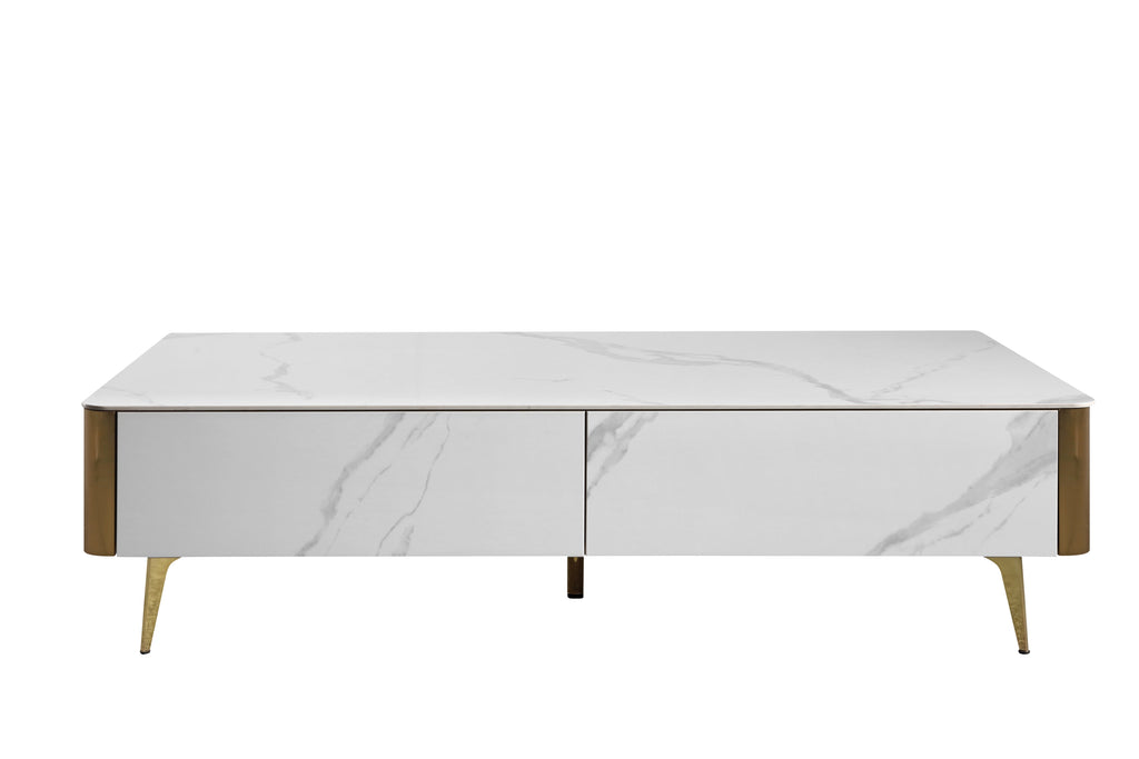 EAVAN White Modern Minimalistic Coffee Table/ Tea Table/130cm Width Ceramic Top