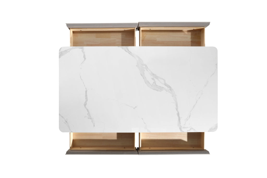 EAVAN White Modern Minimalistic Coffee Table/ Tea Table/130cm Width Ceramic Top