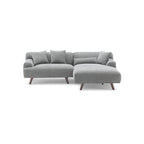 MAX Grey Fabric Upholstery L-Shape Three Seater Sofa/Plywood Frame/Wood Legs/Chaise