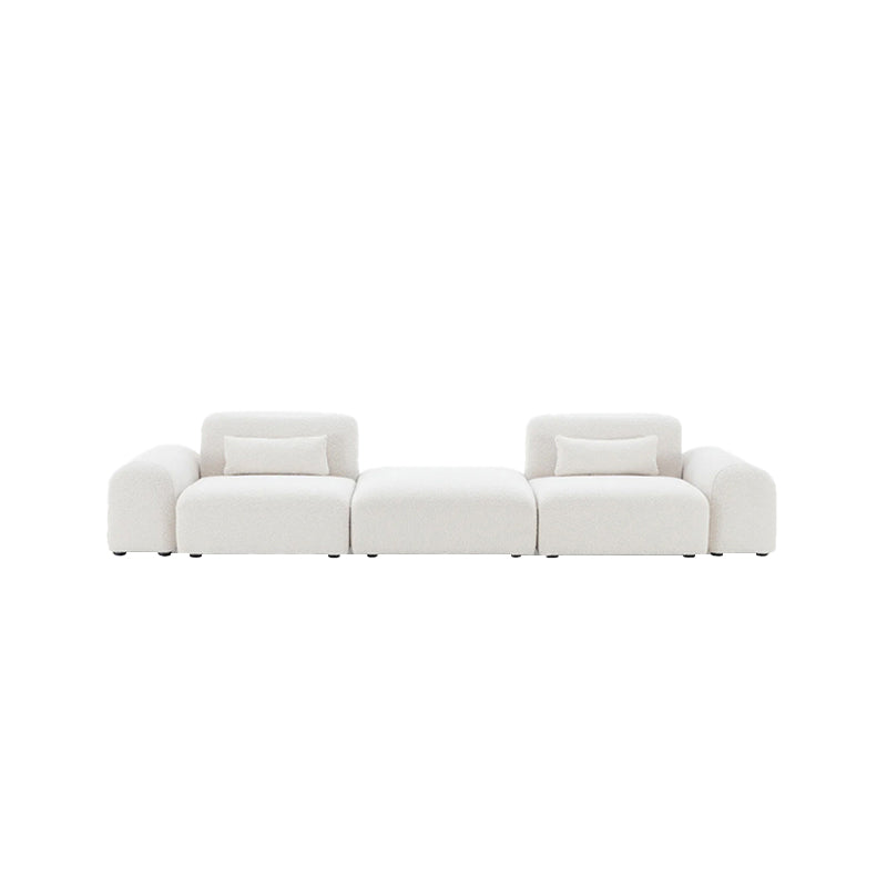 Pretty Modular Pure White Bouclé Upholstery Sofa With Ottoman