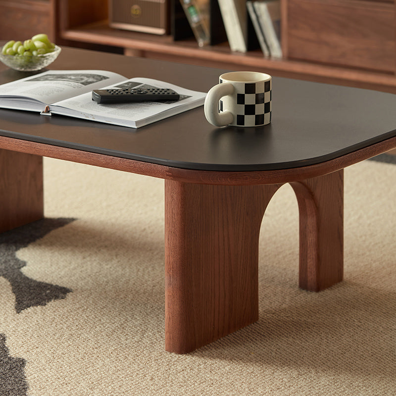 Certified American Oak Base Matte Ceramic Top Coffee Table