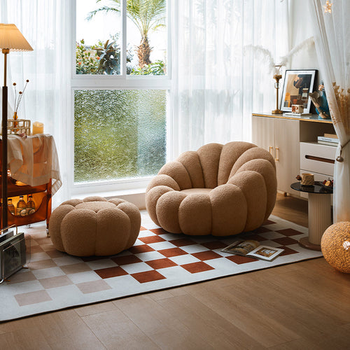 Allegra Plush Fabric Single Sofa/Lazy Sofa With Footrest Multiple Color