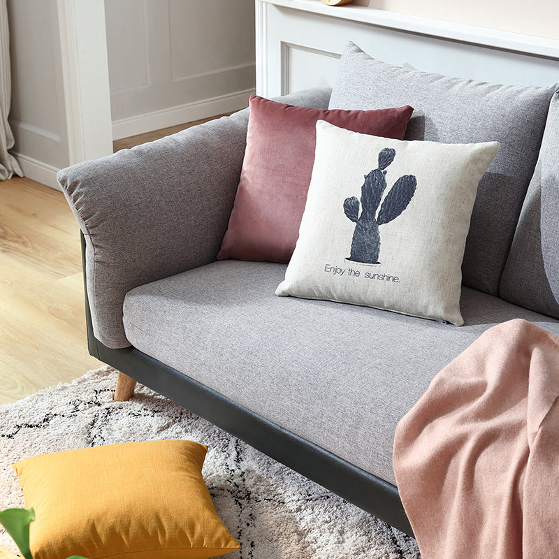 Gilbert 216cm Multiple People Sofa Cotton-linen Blend Fabric Grey