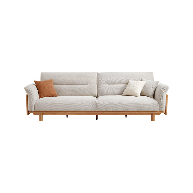 Holden 214cm/274cm/314cm-Graded Solid American Oak Wood Multiple People Sofa Cotton-linen Blend Fabric
