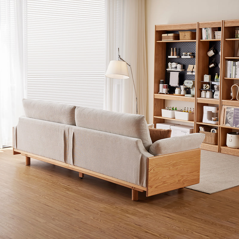 Holden 214cm/274cm/314cm-Graded Solid American Oak Wood Multiple People Sofa Cotton-linen Blend Fabric
