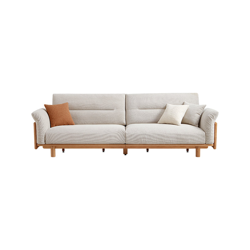 Holden 214cm/274cm/314cm-Graded Solid American Oak Wood Multiple People Sofa Cotton-linen Blend Fabric