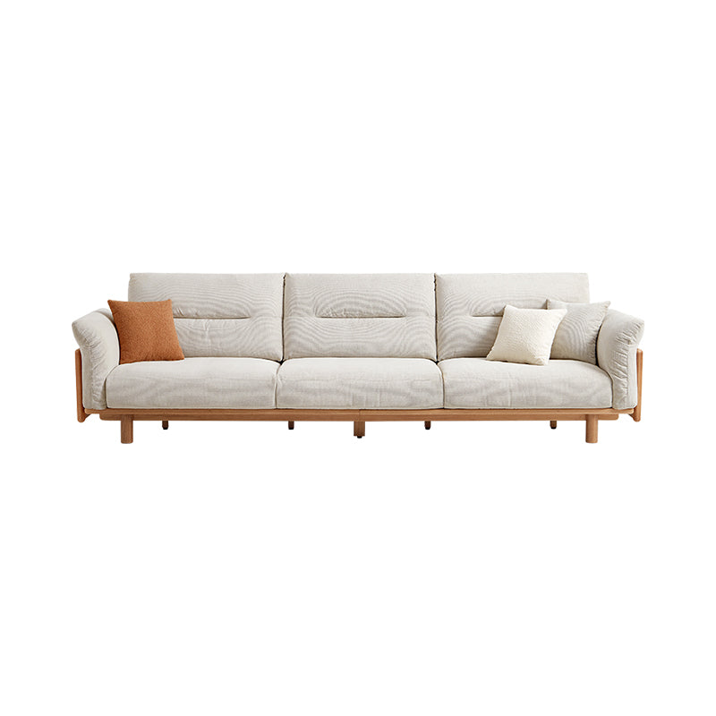 Holden 214cm/274cm/314cm-Graded Solid American Oak Wood Multiple People Sofa Cotton-linen Blend Fabric