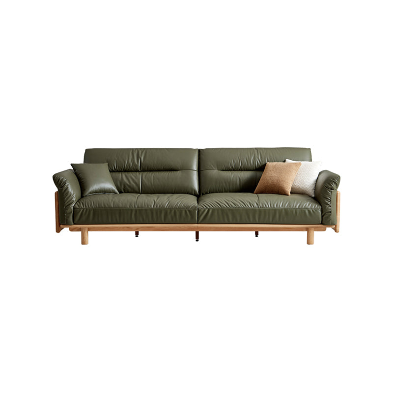Holden 214cm/274cm/314cm FAS-Graded Solid American Oak Wood Multiple People Sofa Top-grain Leather Fabric
