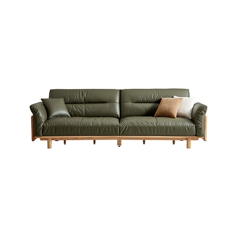 Holden 214cm/274cm/314cm FAS-Graded Solid American Oak Wood Multiple People Sofa Top-grain Leather Fabric