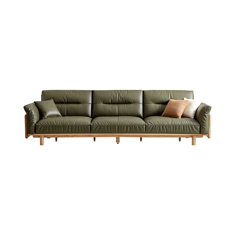 Holden 214cm/274cm/314cm FAS-Graded Solid American Oak Wood Multiple People Sofa Top-grain Leather Fabric